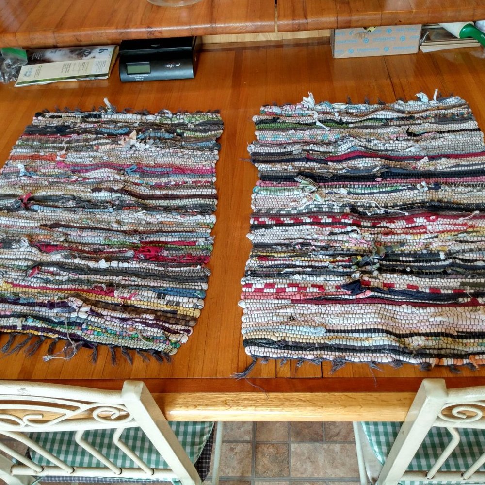 2 Old Rag Rugs 27" x 20" Toss Throw Accent Rugs